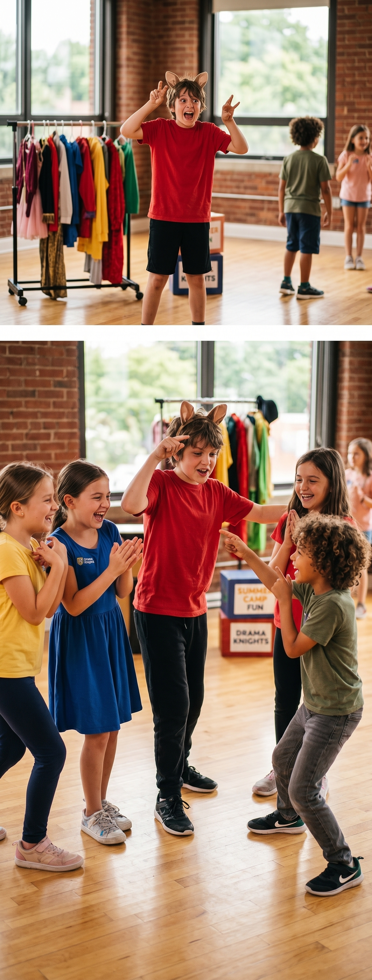 Children laughing together at Drama Knights Summer Camp